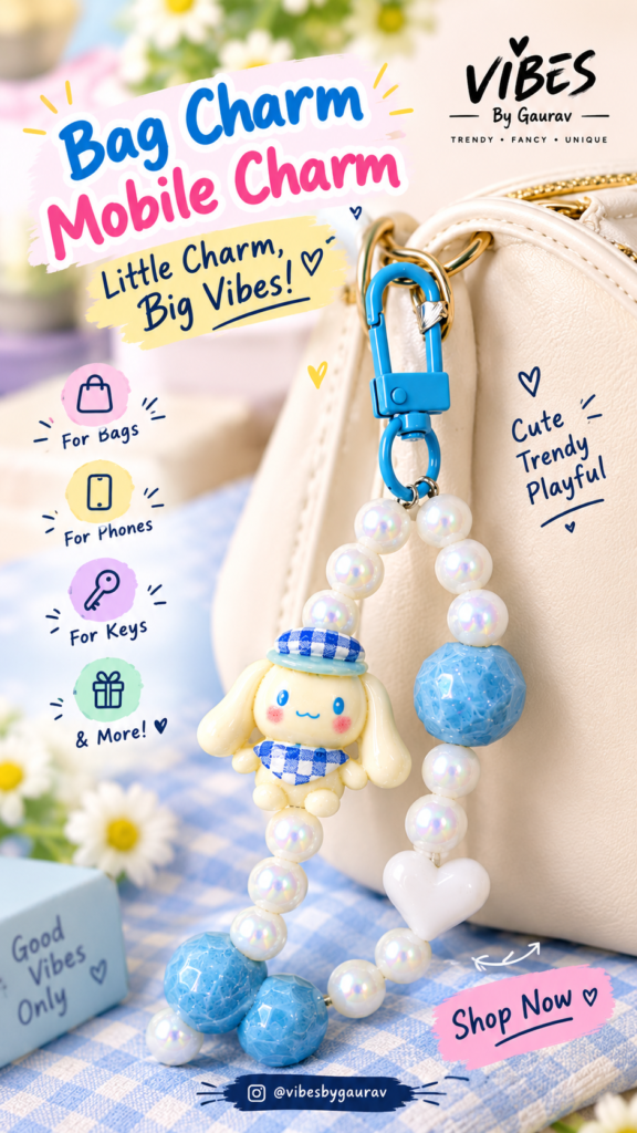 Cinnamoroll’s Pastel Whimsy Beaded Bag Charm ☁️✨