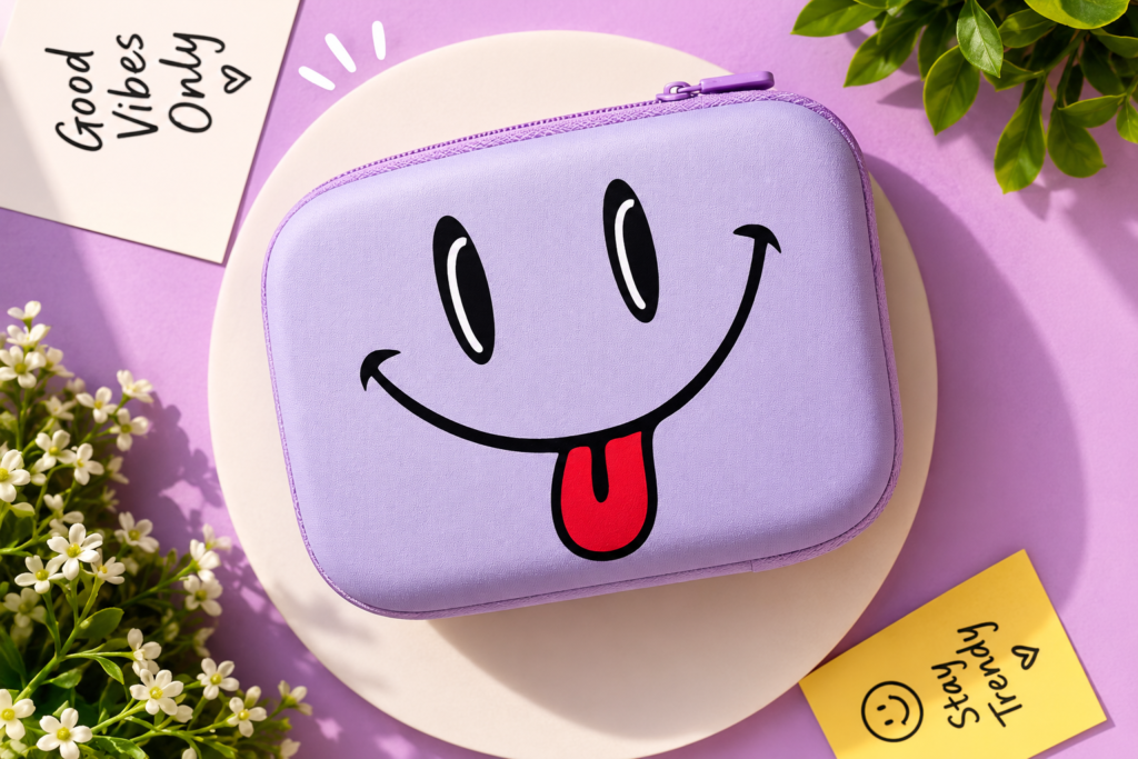 Cute Smiley Face Zipper Pouch | Trendy Cartoon Pouch for Kids & Girls | Multipurpose Storage Case