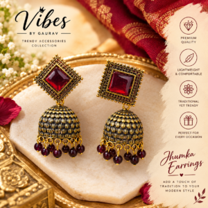 Traditional Oxidised Jhumka Earrings Stone Detailing for Women & Girls [ ANY 1 ]